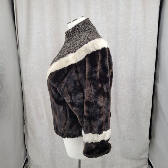 Vintage Faux Fur / Knit Jacket 70s Coat Eclectic Mobwife Streetwear - Picture 4 of 15
